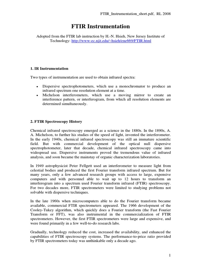 FTIR Spectroscopy Instrumentation Overview | PDF | Fourier Transform ...