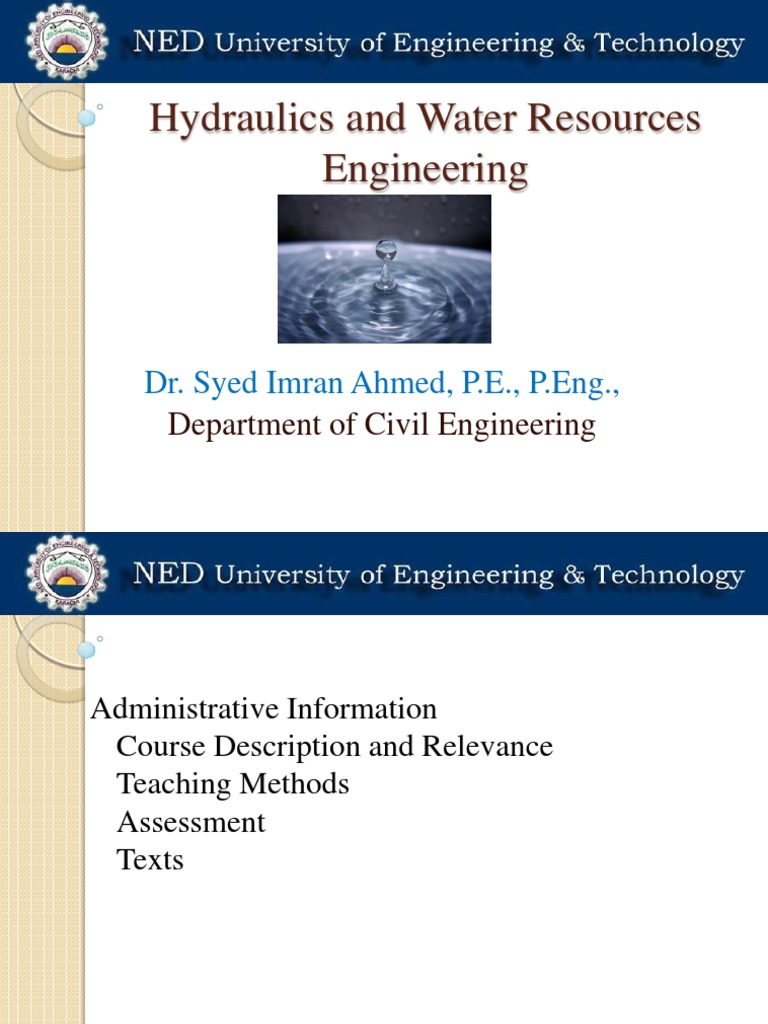 Hydraulics Engineering Lecture 1 Pdf Water Resources Irrigation