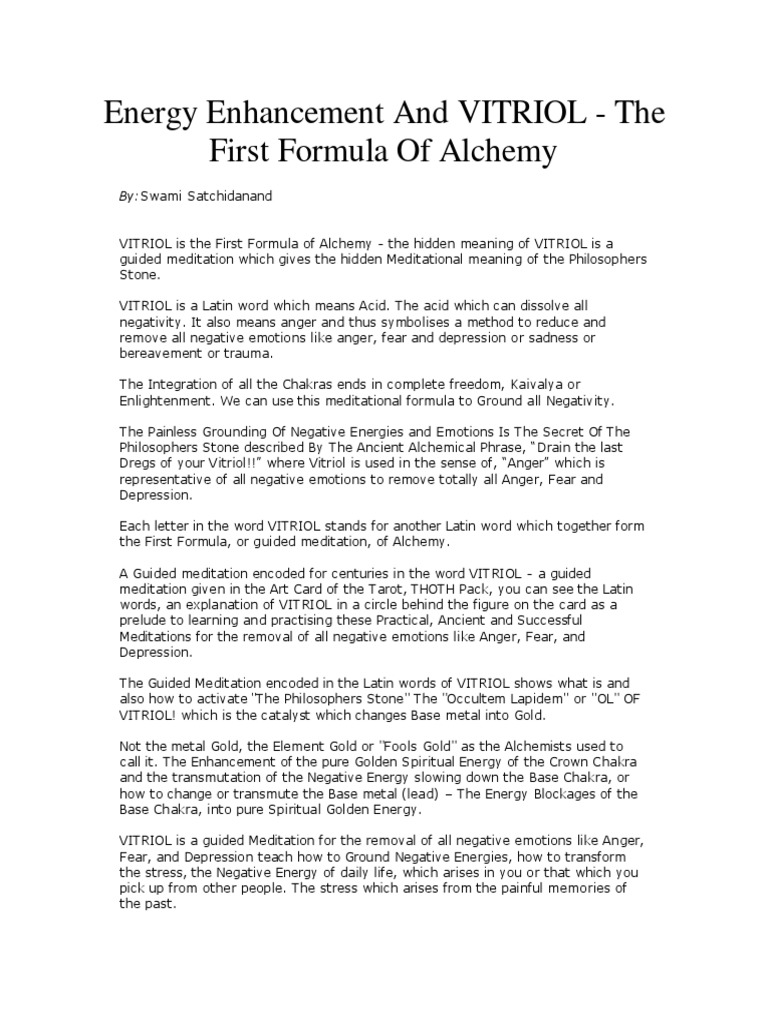 Energy Enhancement and VITRIOL | PDF | Alchemy | Meditation