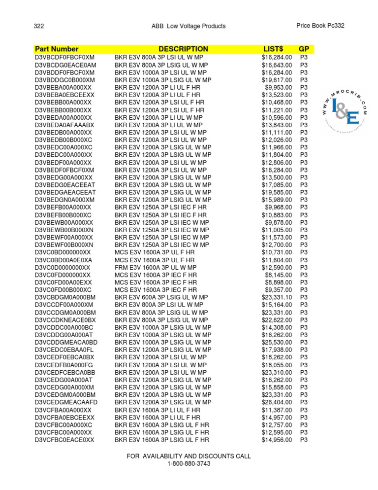 ABB Low Voltage Products Price List | PDF | Electrical Engineering