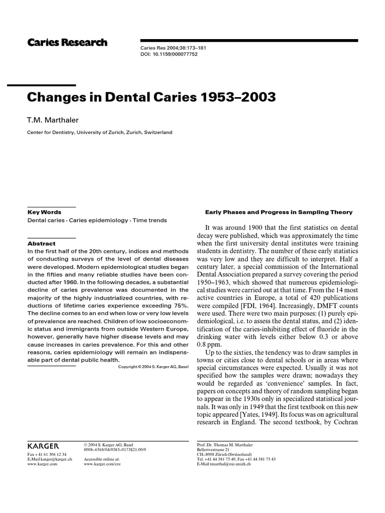 Dental Caries Chronology | PDF | Dentistry | Human Tooth