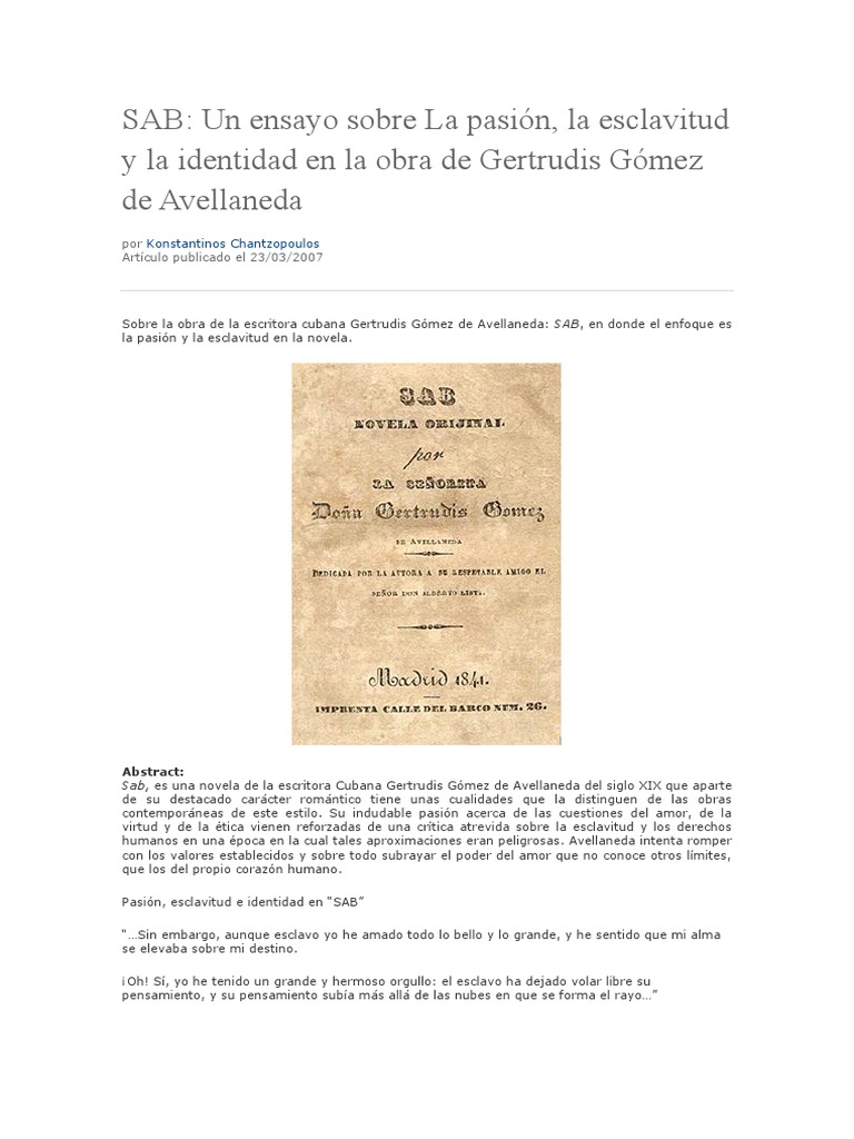 SAB Análisis | PDF | Esclavitud | Amor