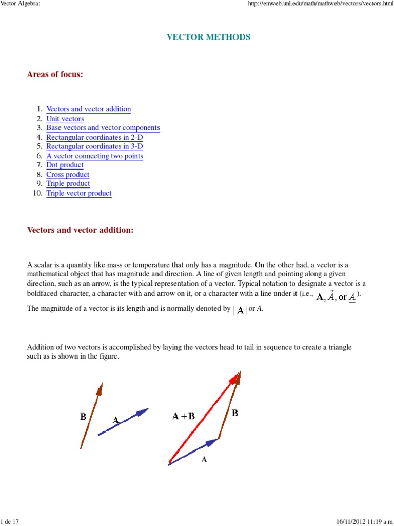 Understanding Vector Methods and Algebra | PDF | Euclidean Vector ...