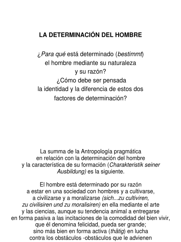 La Determinación del Hombre | PDF | Immanuel Kant | Naturaleza