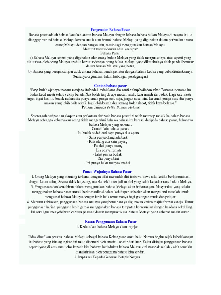 Pengenalan Bahasa Pasar Pdf