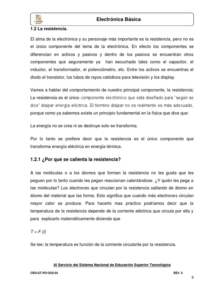 Análisis del comportamiento de la resistencia eléctrica y tipos de ...