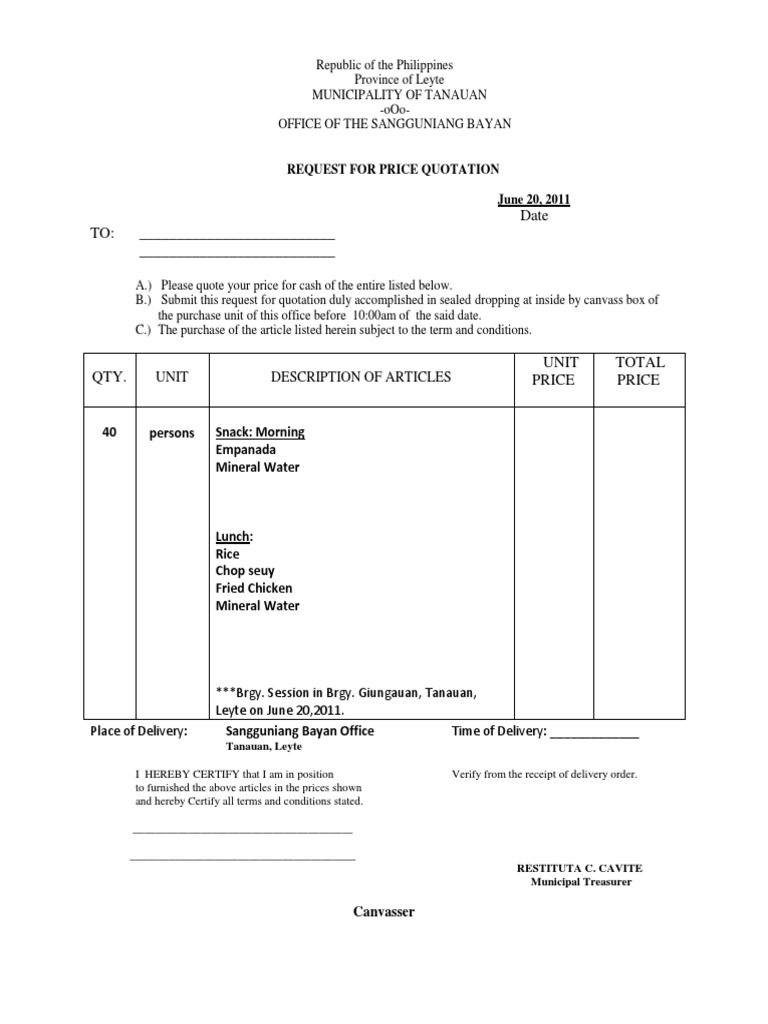 Request for Price Quotation_short