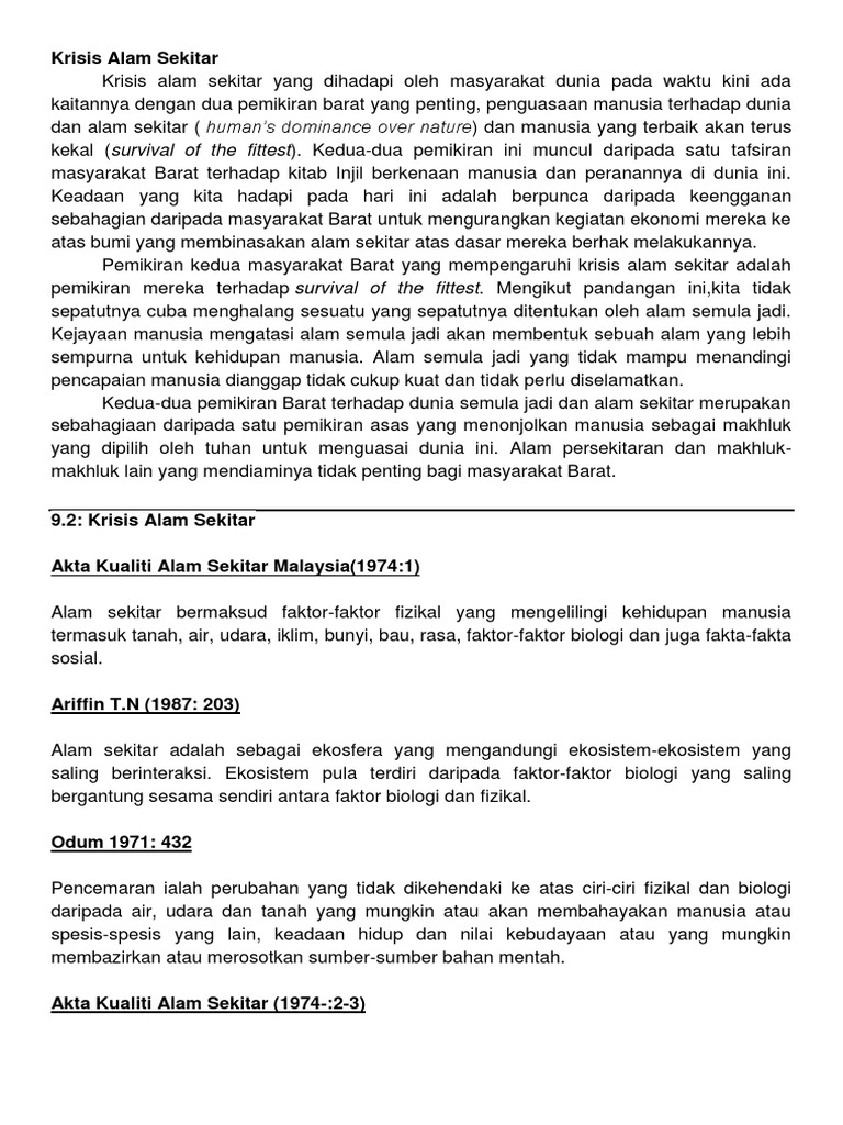 Krisis Alam Sekitar Pdf