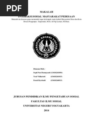 Makalah Interaksi Sosial Masyarakat Pedesaan