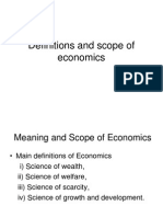 Definitions and Scope of Economics