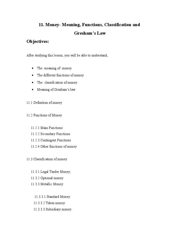 Functions and Classifications of Money | PDF | Medium Of Exchange ...