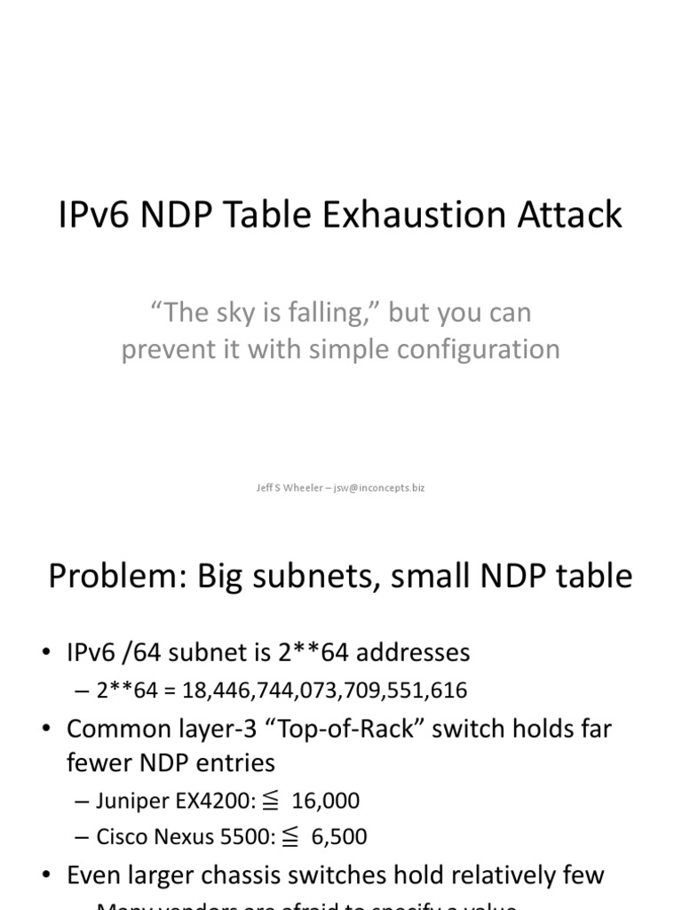Preventing IPv6 NDP Table Exhaustion Attacks | PDF | I Pv6 | Router ...