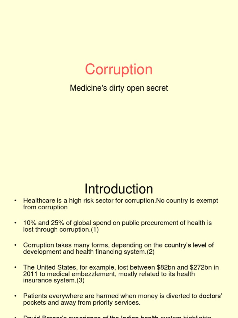 Corruption in Healthcare: A Global Crisis | PDF | Corruption ...