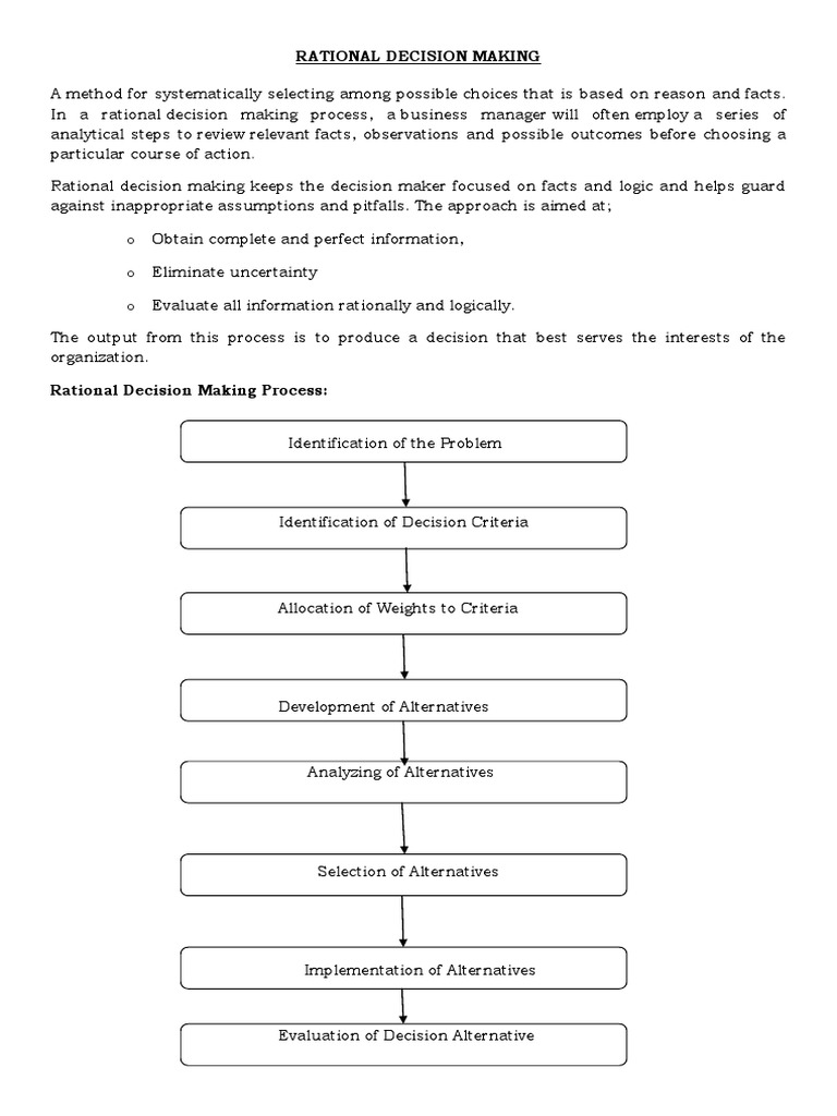 Rational Decision Making Uncertainty Decision Making