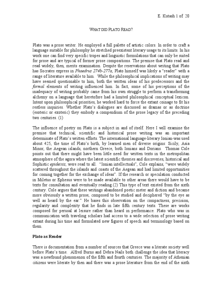 What Did Plato Read | PDF | Plato | Nous