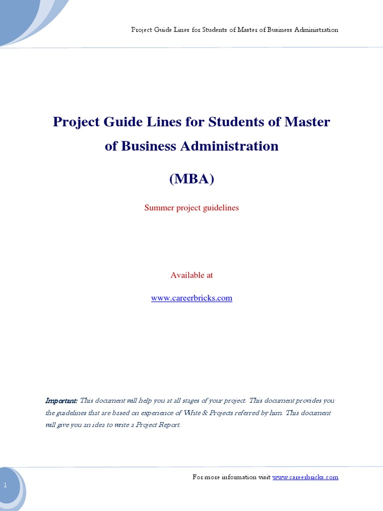 front page of mba assignment