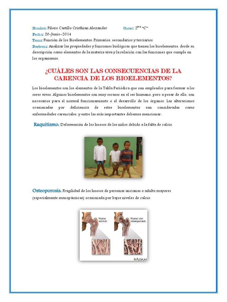 Consecuencias de la Carencia de Bioelementos | PDF | Salud y bienestar