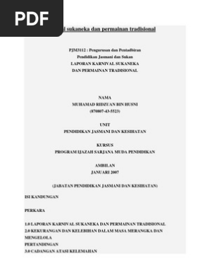 Laporan Karnival Sukaneka Dan Permainan Tradisional Pdf
