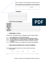 Prueba de Diagnostico de Educacion Matematica Cuarto Basico