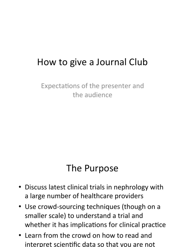 How To Give A Journal Club | PDF