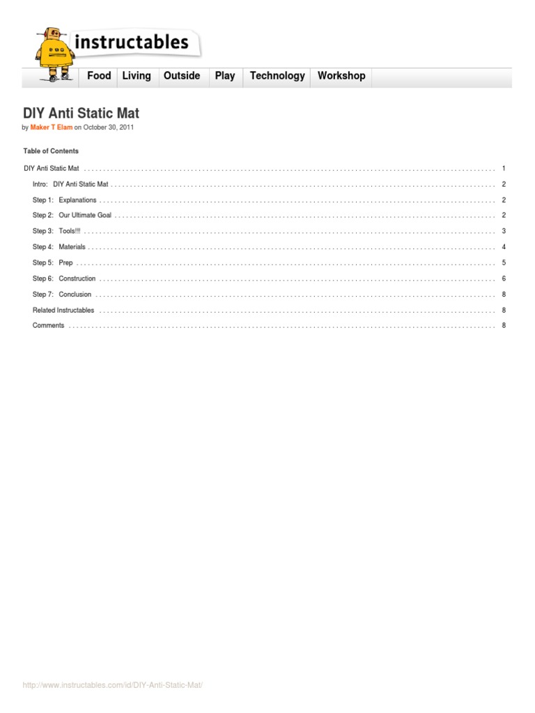 DIY Anti Static Mat PDF Electrostatic Discharge Electricity