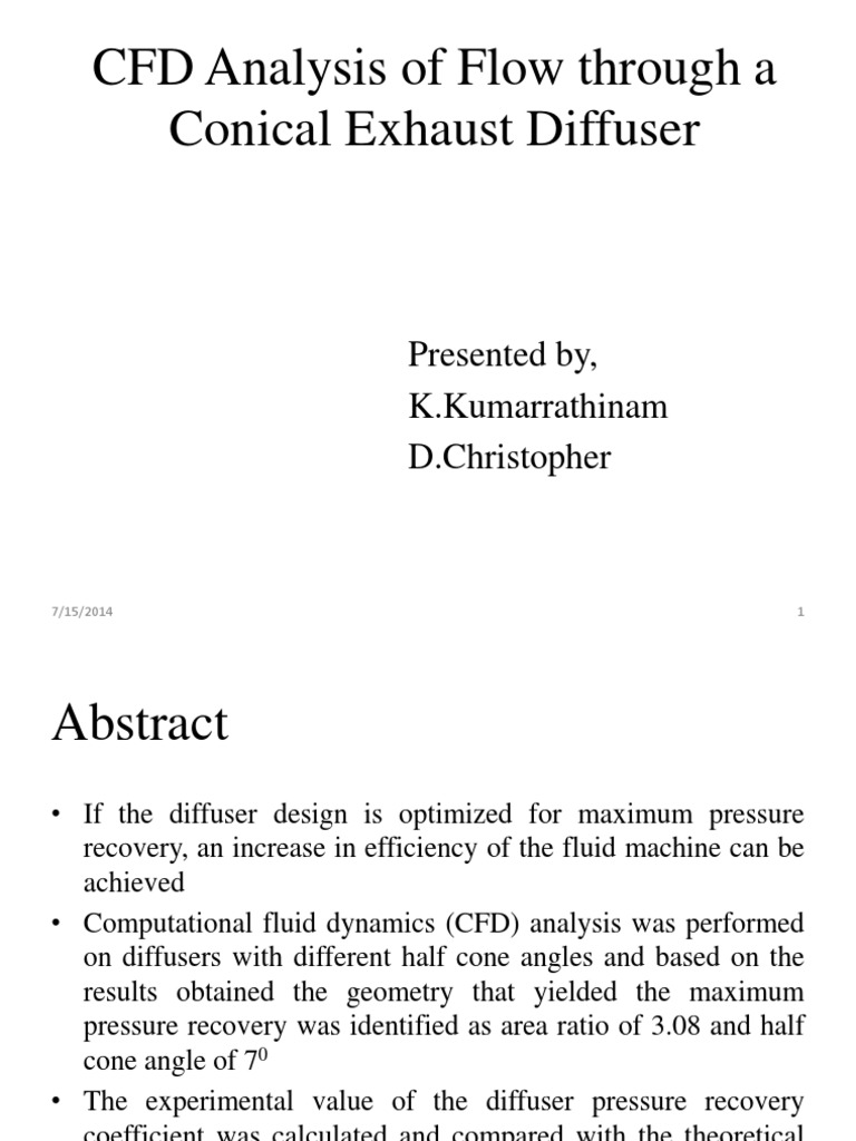 CFD Analysis of Conical Diffuser Flow | PDF | Turbine | Computational ...