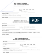 Penn Wood High School Receipt For School Textbook: (Circle One)