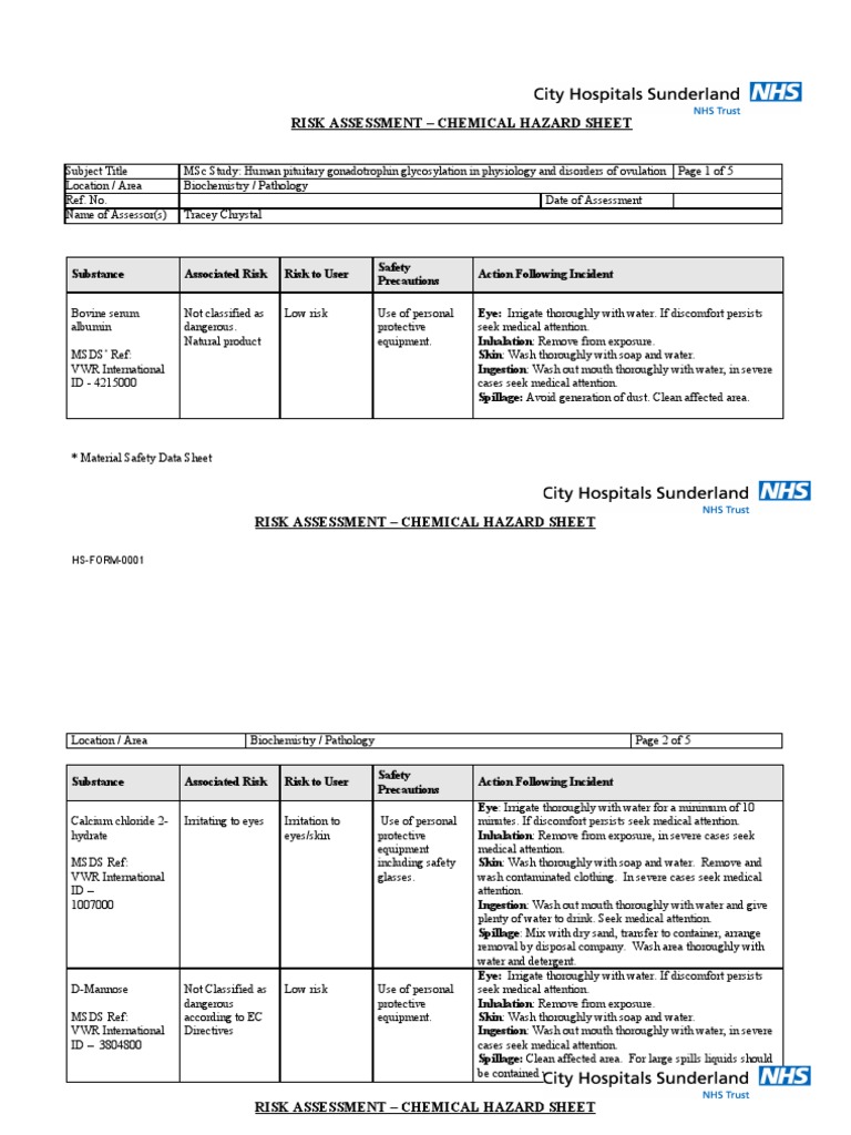 Chemical Hazard Risk Assessment | PDF | Toxicity | Risk Assessment