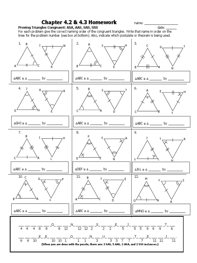 worksheet Worksheet On Congruence Of Triangles geo chapter 4 lesson 2 homework congruent triangle theorems