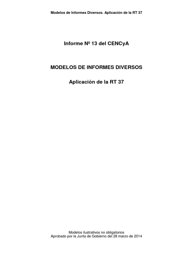 Modelos de Informes RT 37: Guía Práctica | PDF | Contralor | Contabilidad