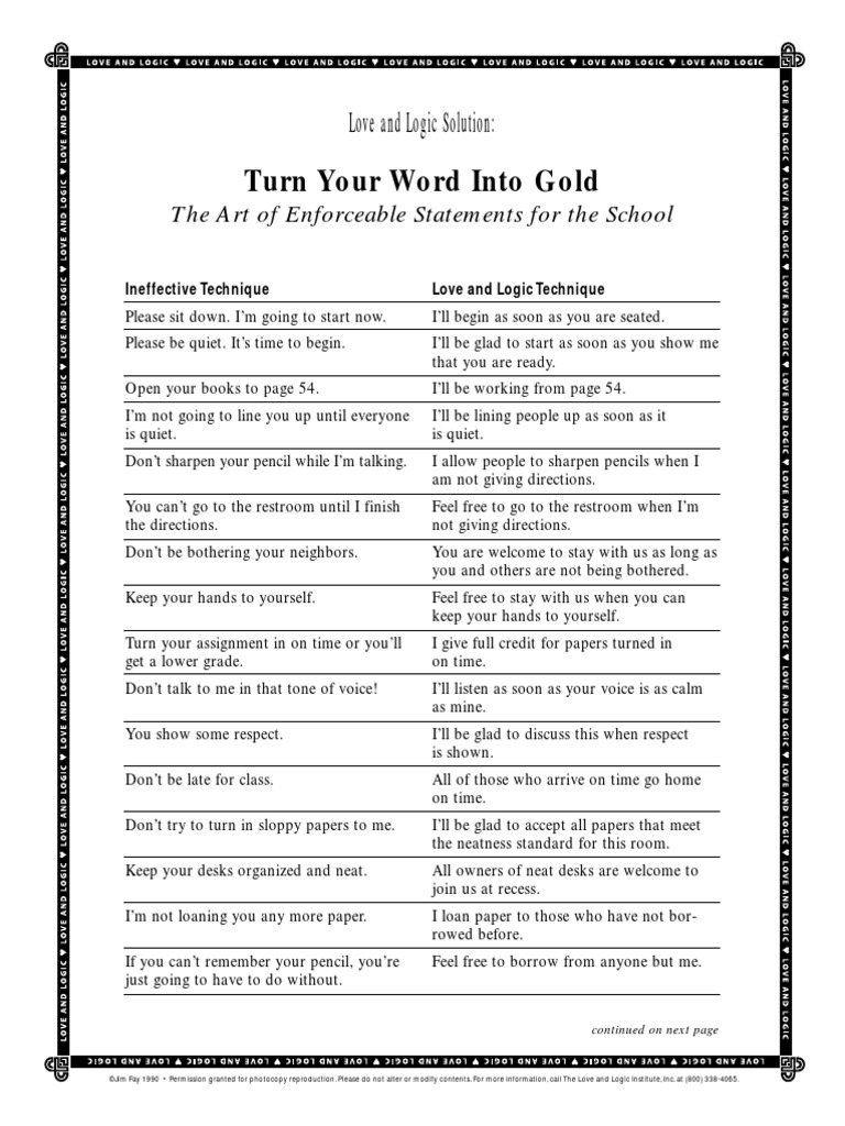 Printable love and logic handouts pdf