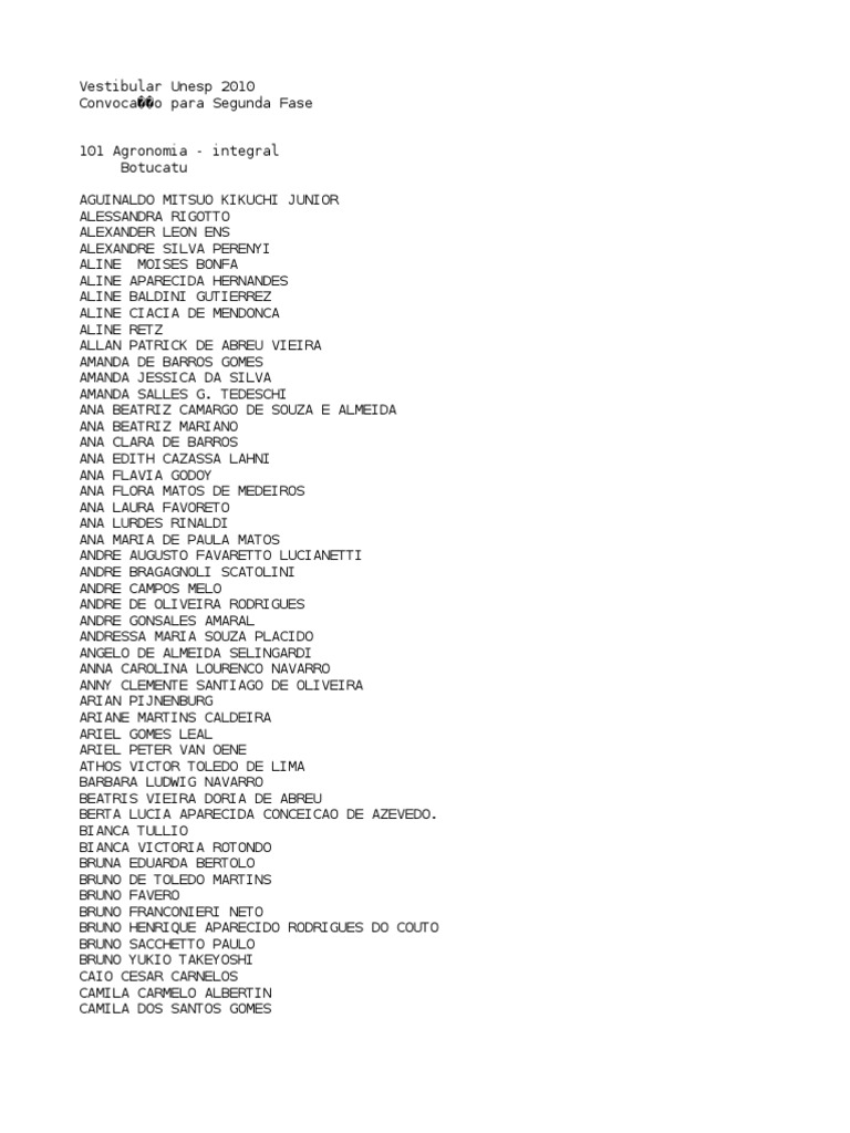 Unesp2010 Conv Fase2 | PDF | Estilo de vida, image size:768x1024