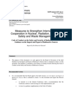 Measures To Strengthen International Cooperation in Nuclear, Radiation, Transport Safety and Waste Management