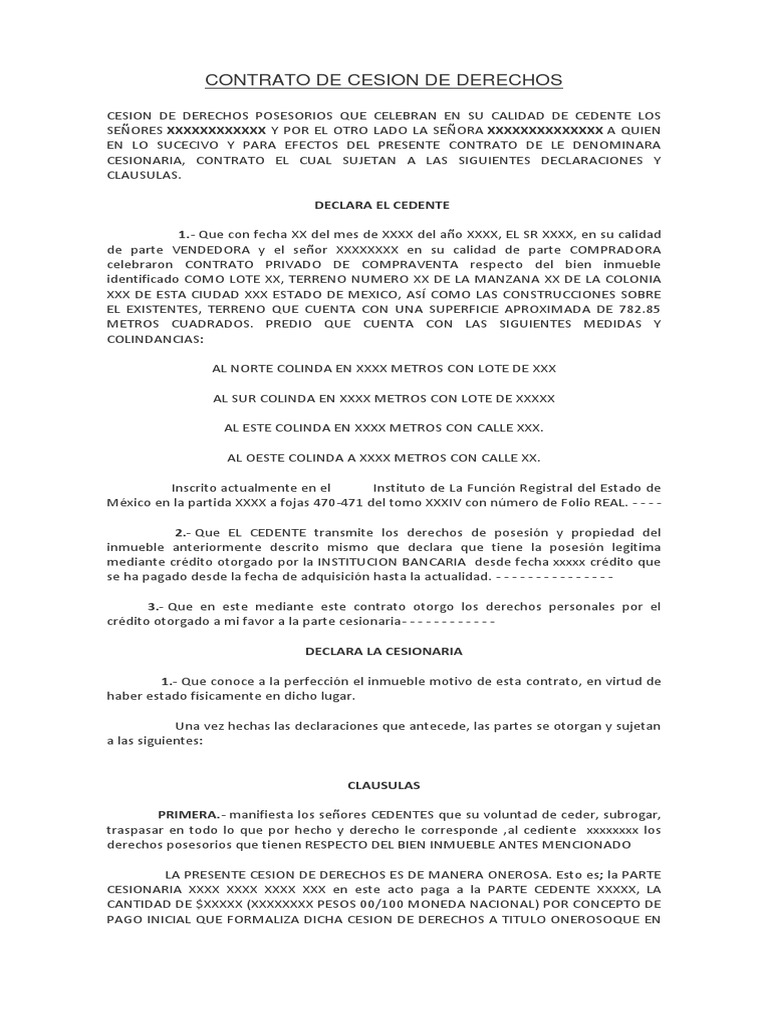 Contrato de Cesion de Derechos Gobierno Política