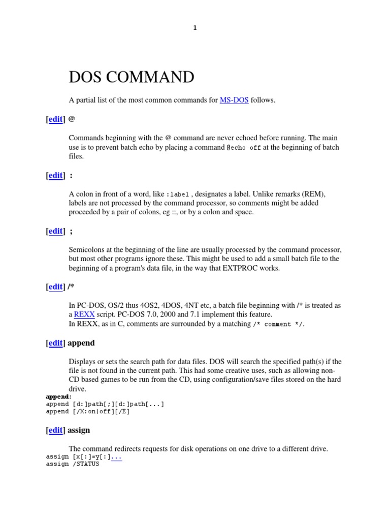 Dos Command | PDF | Command Line Interface | Dos