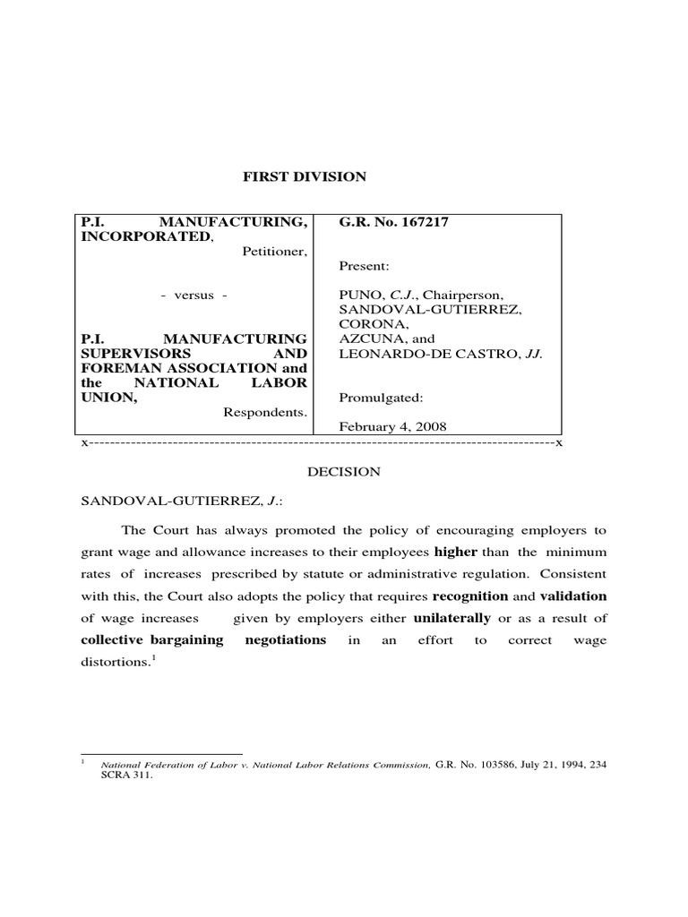 Gr167217 Pi MFG Vs Pi MFG Supervisors | PDF | Employment | Trade Union