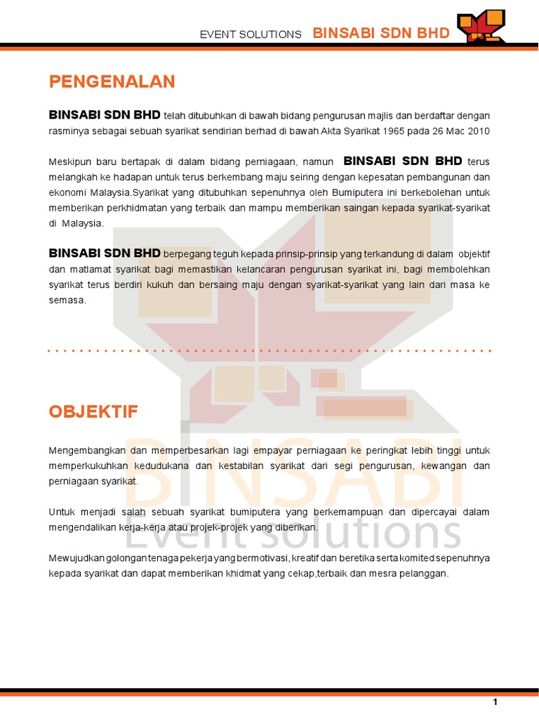 Profil Syarikat Binsabi Pdf