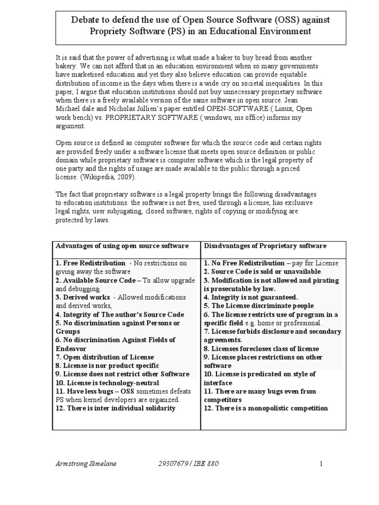 Open Source vs. Proprietary Software in Education | PDF | Proprietary ...