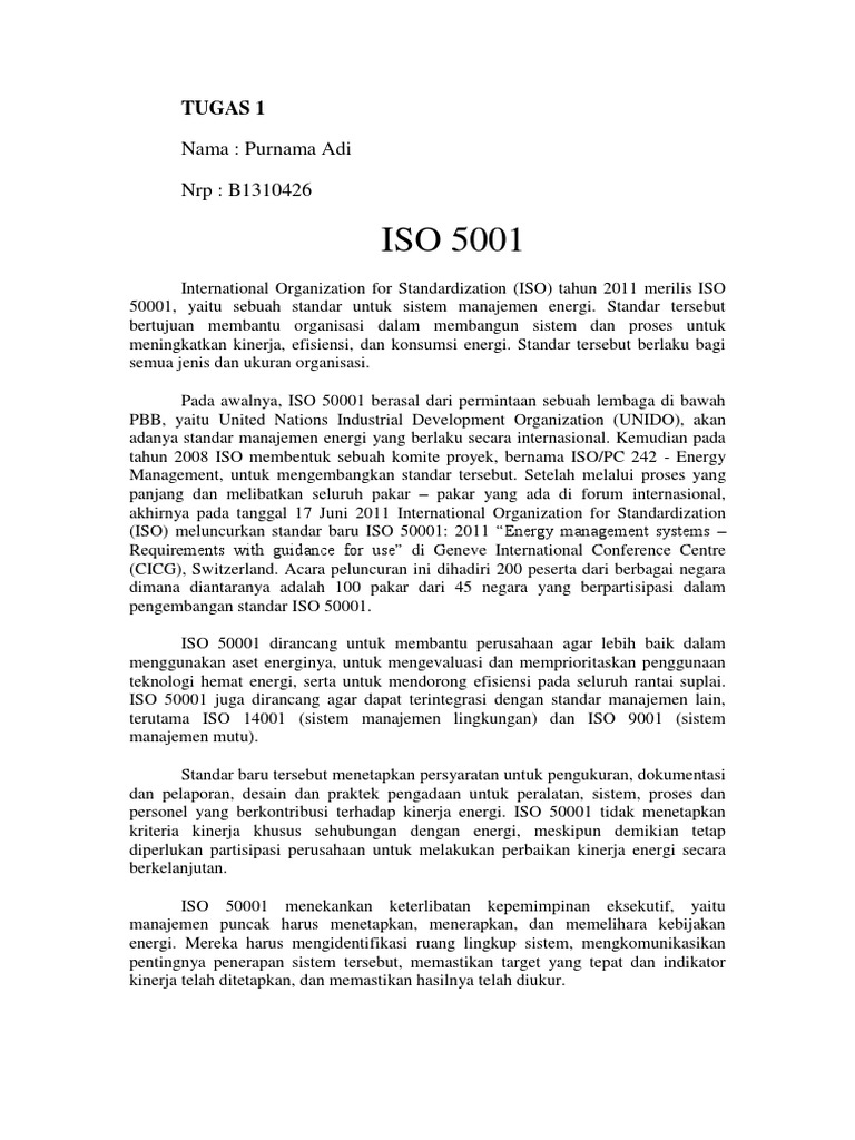 Standar ISO 50001 untuk Manajemen Energi | PDF