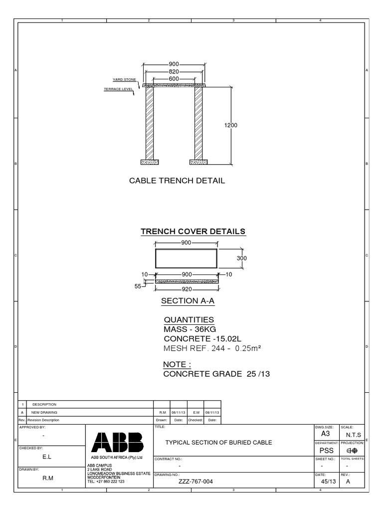 Cable Trench Detail Drawing 1200x900 | PDF