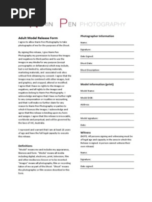 Adult Model Release Form