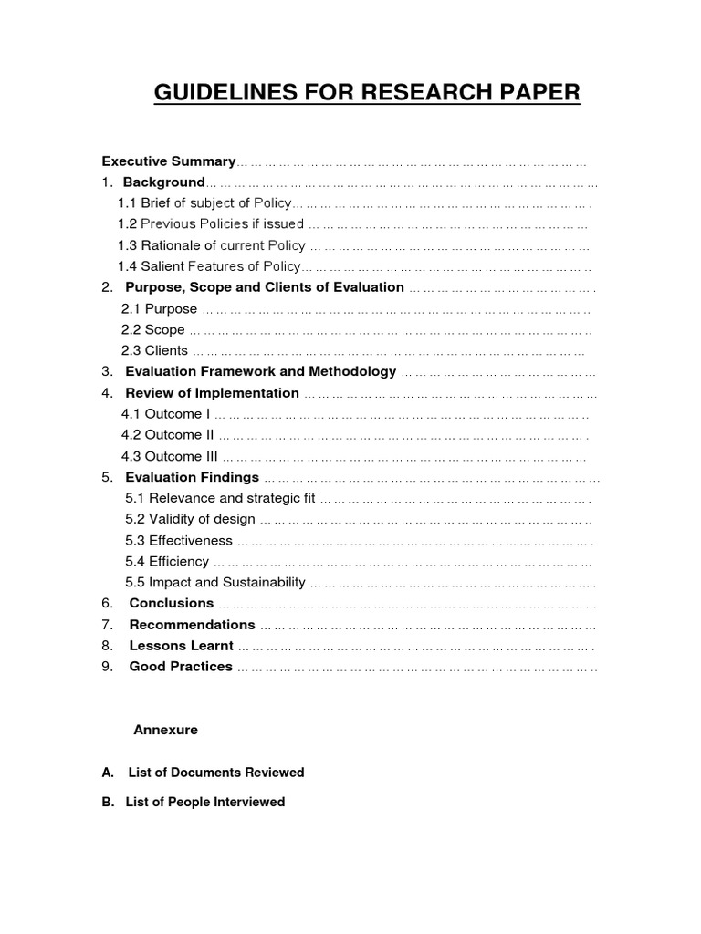 Guidelines For Research Paper: Executive Summary | PDF | Technology ...