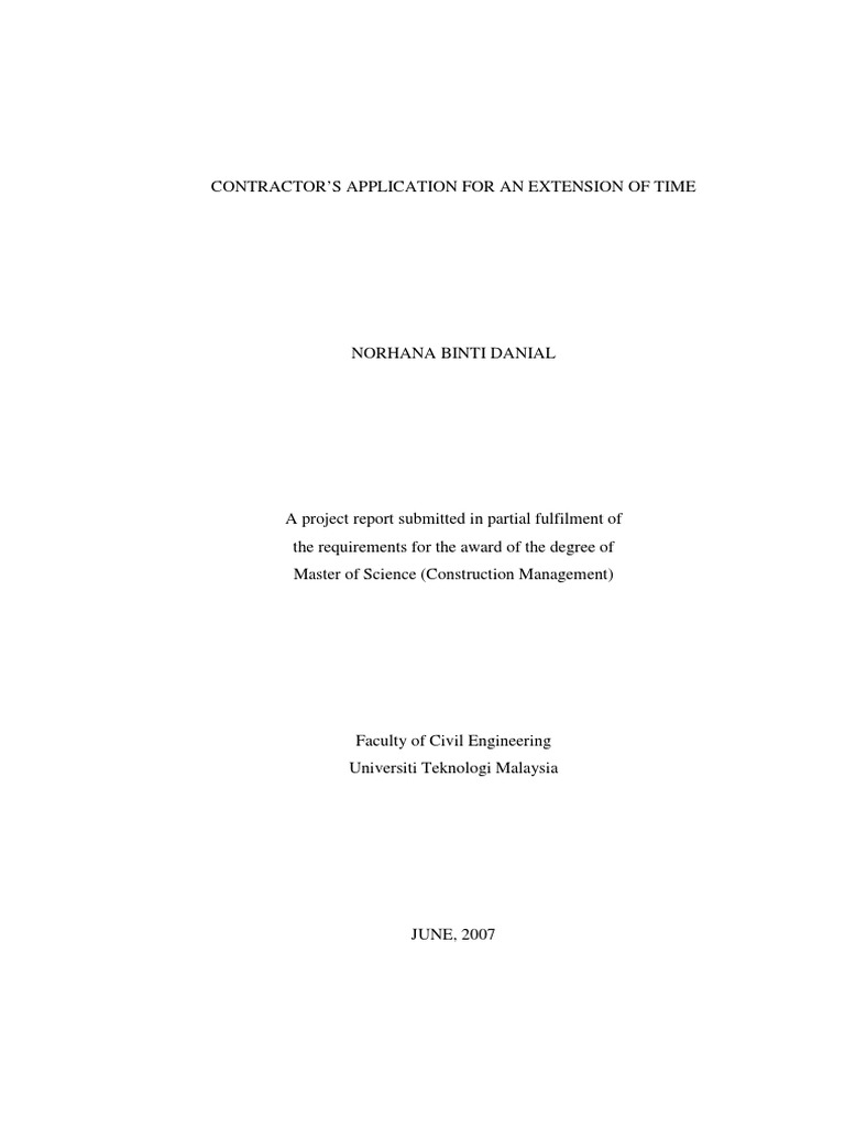 Time Extension in Construction Project PDF