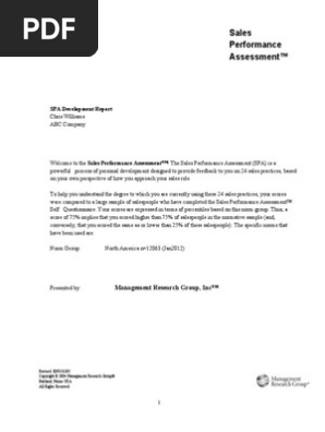 Sales Performance Assesment