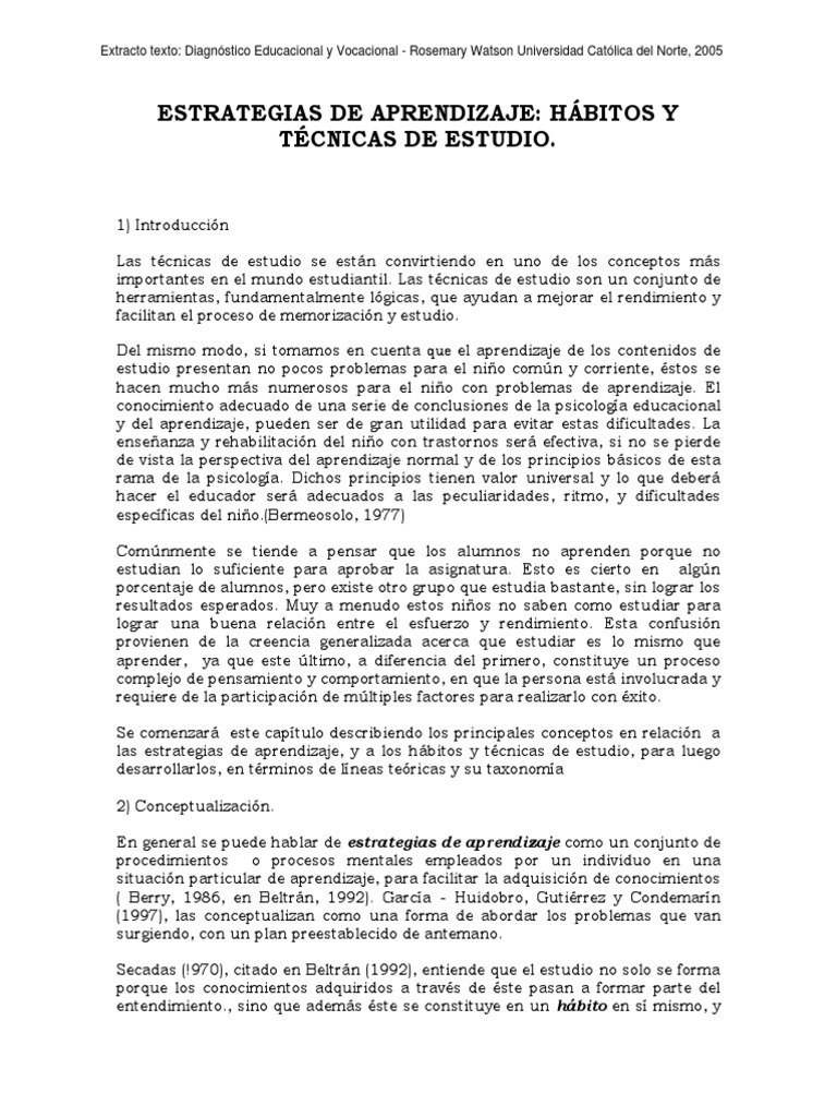 Estrategias y Hábitos de Estudio | PDF | Memoria | Aprendizaje