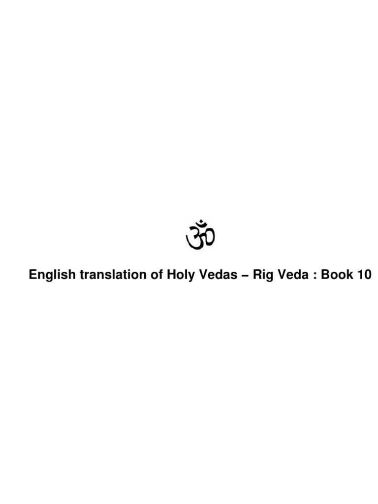 English Translation of Holy Vedas Rig Veda: Book 10 | PDF | Sacrifice ...