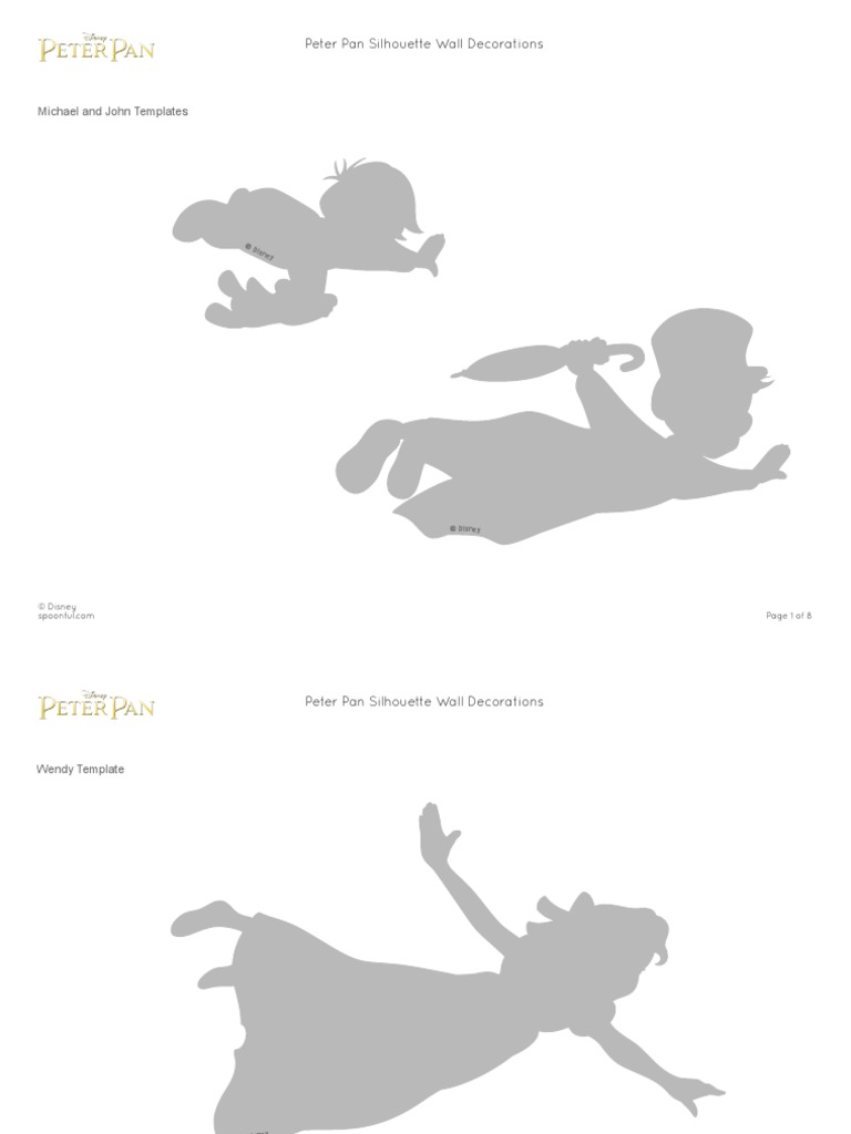 Disney Peter Pan Silhouette Wall Decoration Printable 0113 0 | PDF