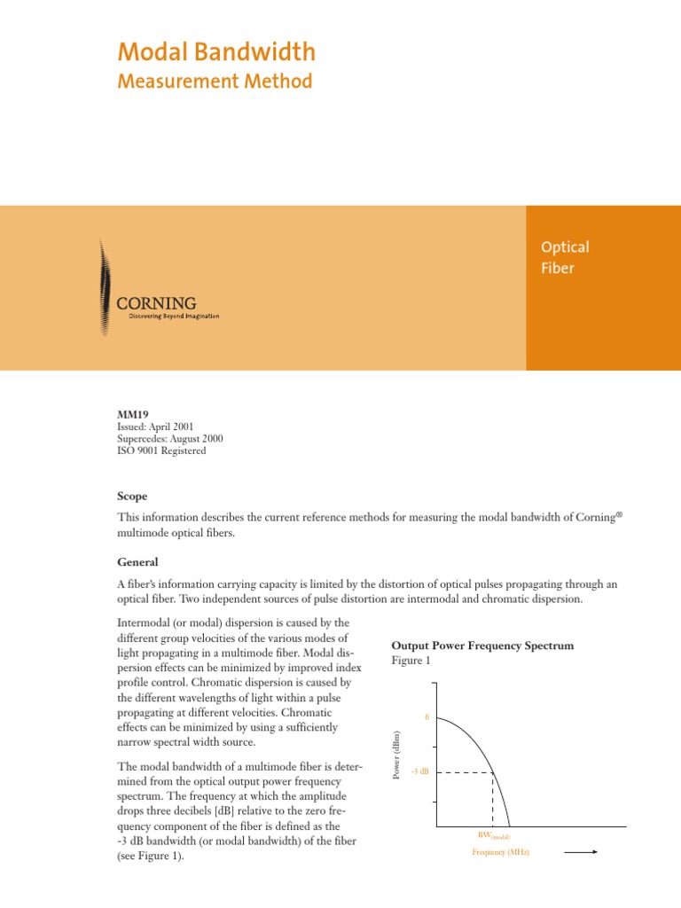 Modal Bandwidth: Measurement Method | PDF | Optical Fiber | Dispersion ...