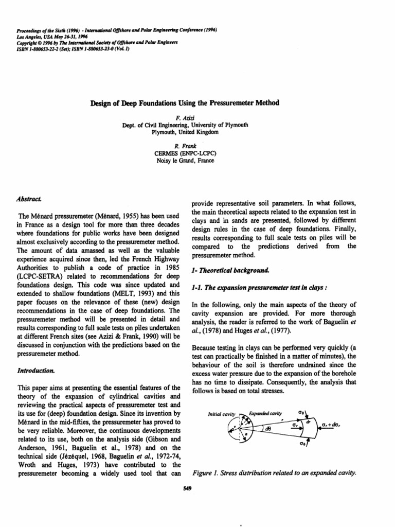 Design of Deep Foundations Using The Pressuremeter Method | PDF | Deep ...