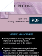 Directing: NCM 107A Nursing Leadership & Management
